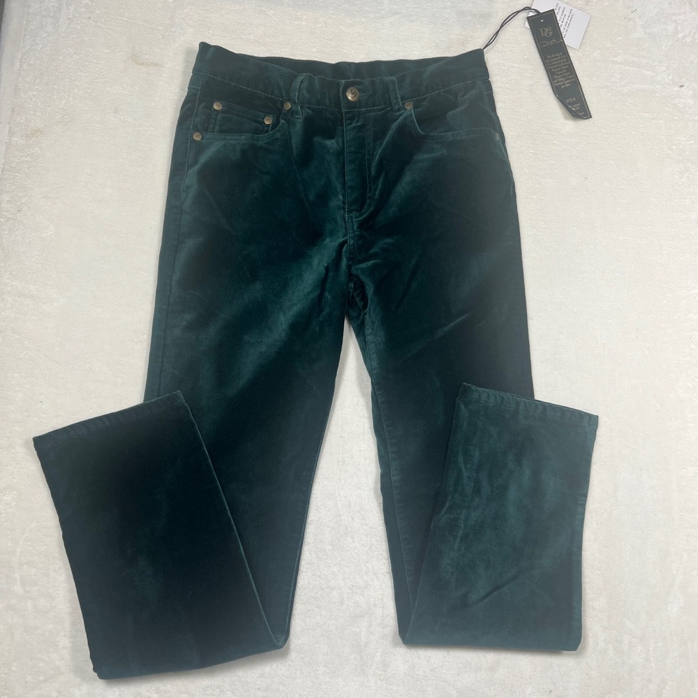 DG2 Diane Gilman Forest Green Velvet Straight Leg Pants Size 6 NWT 4410390